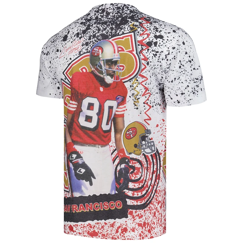 T-shirt pour homme Mitchell & Ness Jerry Rice blanc San Francisco 49ers Retired Player Name Number Burst