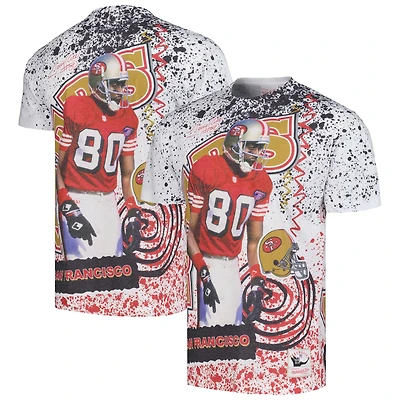 T-shirt pour homme Mitchell & Ness Jerry Rice blanc San Francisco 49ers Retired Player Name Number Burst