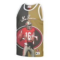 Men's Mitchell & Ness Joe Montana Black/Gold San Francisco 49ers Retired Player Graphic Tank Top