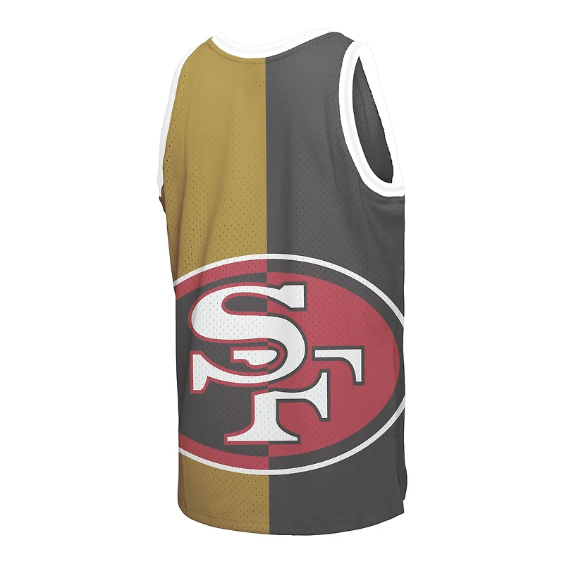 Men's Mitchell & Ness Joe Montana Black/Gold San Francisco 49ers Retired Player Graphic Tank Top