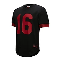 Haut en maille noir Joe Montana pour homme, avec nom et numéro de joueur des 49ers San Francisco, taille grande