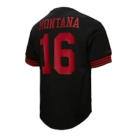 Haut en maille noir Joe Montana pour homme, avec nom et numéro de joueur des 49ers San Francisco, taille grande