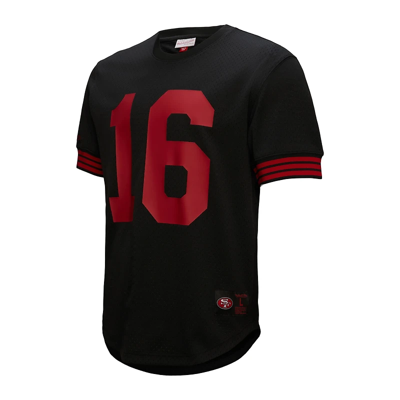 Mitchell & Ness Joe Montana noir San Francisco 49ers nom et numéro du joueur retraité haut en maille pour hommes