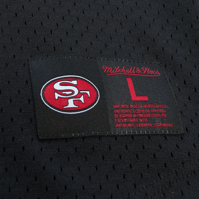 Mitchell & Ness Joe Montana noir San Francisco 49ers nom et numéro du joueur retraité haut en maille pour hommes