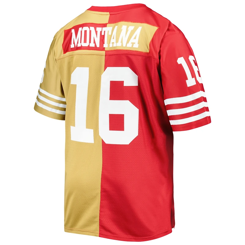 Maillot réplique de joueur retraité Mitchell & Ness Joe Montana Scarlet/Gold San Francisco 49ers Big Tall Split Legacy pour hommes
