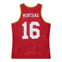 Men's Mitchell & Ness Joe Montana Scarlet San Francisco 49ers 1989 Player Burst Tank Top