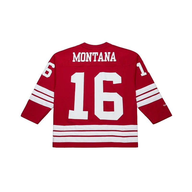 Men's Mitchell & Ness Joe Montana Scarlet San Francisco 49ers Maxxed Out Fashion Hockey Jersey