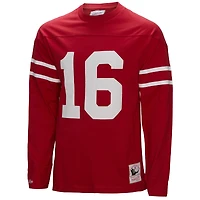Haut à manches longues pour homme Mitchell & Ness Joe Montana Scarlet San Francisco 49ers Throwback Retired Player Name Number