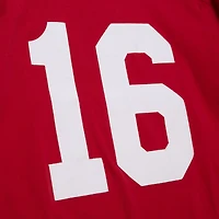 Haut à manches longues pour homme Mitchell & Ness Joe Montana Scarlet San Francisco 49ers Throwback Retired Player Name Number