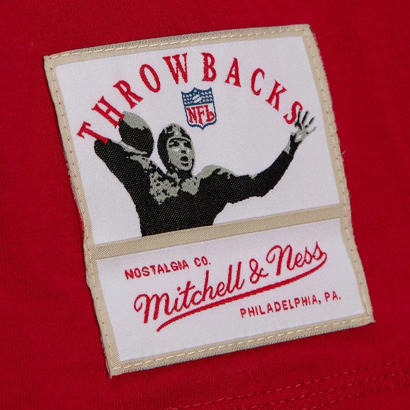 Haut à manches longues pour homme Mitchell & Ness Joe Montana Scarlet San Francisco 49ers Throwback Retired Player Name Number