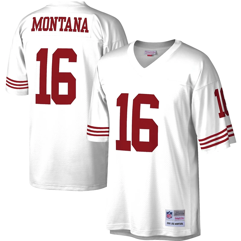 Maillot réplique Mitchell & Ness Joe Montana blanc des 49ers de San Francisco 1990 pour homme