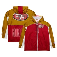 Men's Mitchell & Ness Scarlet/Gold San Francisco 49ers Big Shot Premium Full-Zip Windbreaker