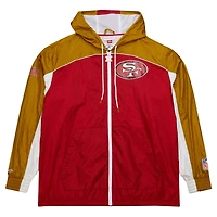 Coupe-vent zippé haut de gamme Big Shot Mitchell & Ness pour homme, couleur écarlate/doré, des 49ers San Francisco
