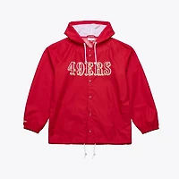 Veste coupe-vent à capuche Mitchell & Ness Scarlet San Francisco 49ers Coaches pour homme