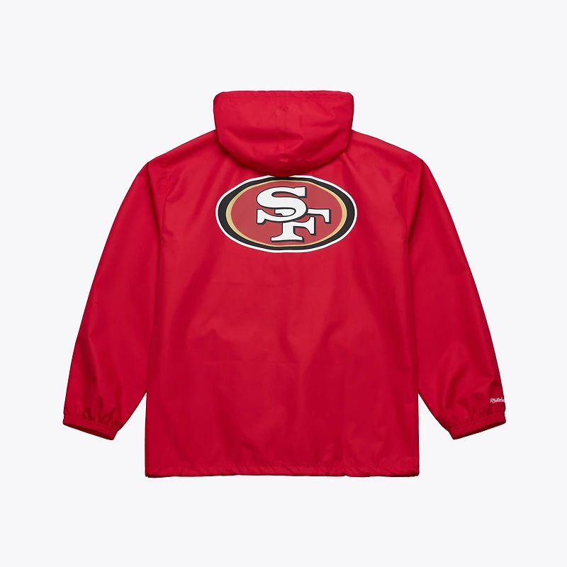 Men's Mitchell & Ness Scarlet San Francisco 49ers Coaches Full-Snap Hooded Windbreaker Jacket