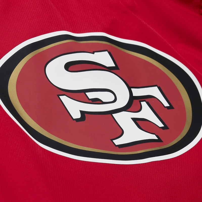 Men's Mitchell & Ness Scarlet San Francisco 49ers Coaches Full-Snap Hooded Windbreaker Jacket