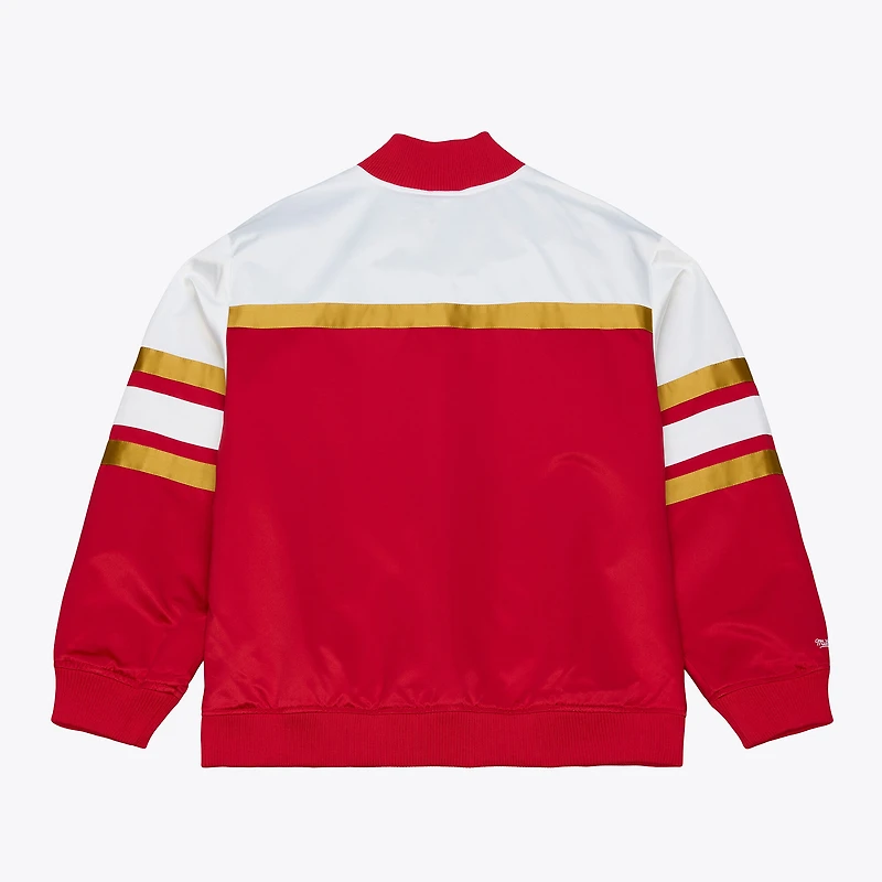 Men's Mitchell & Ness Scarlet San Francisco 49ers Head Coach Lightweight Full-Snap Satin Jacket
