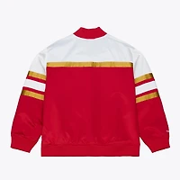 Men's Mitchell & Ness  Scarlet San Francisco 49ers Head Coach Lightweight Full-Snap Satin Jacket