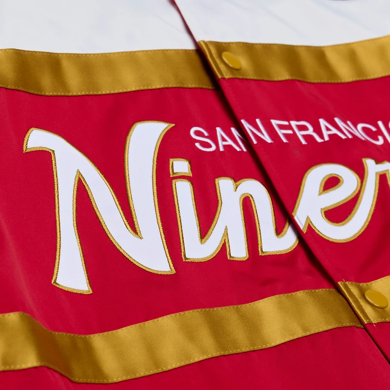 Men's Mitchell & Ness  Scarlet San Francisco 49ers Head Coach Lightweight Full-Snap Satin Jacket