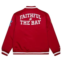 Veste Mitchell & Ness Scarlet San Francisco 49ers en satin épais entièrement zippée pour homme