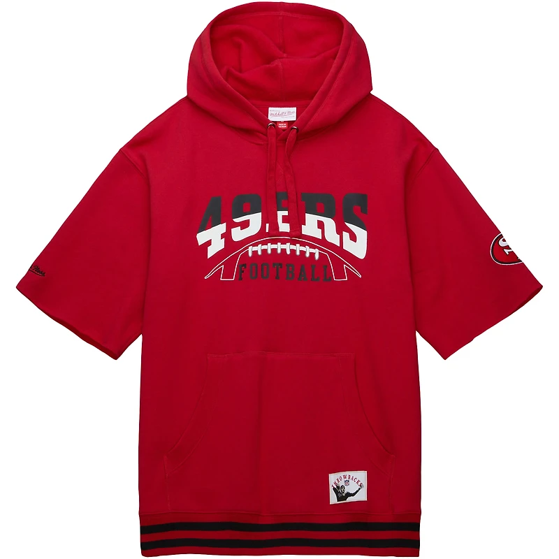 Chandail à capuchon d'avant-match des 49ers de San Francisco pour homme Mitchell & Ness Scarlet