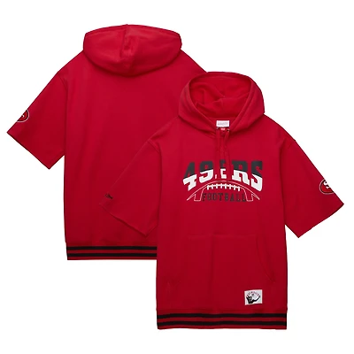 Chandail à capuchon d'avant-match des 49ers de San Francisco pour homme Mitchell & Ness Scarlet