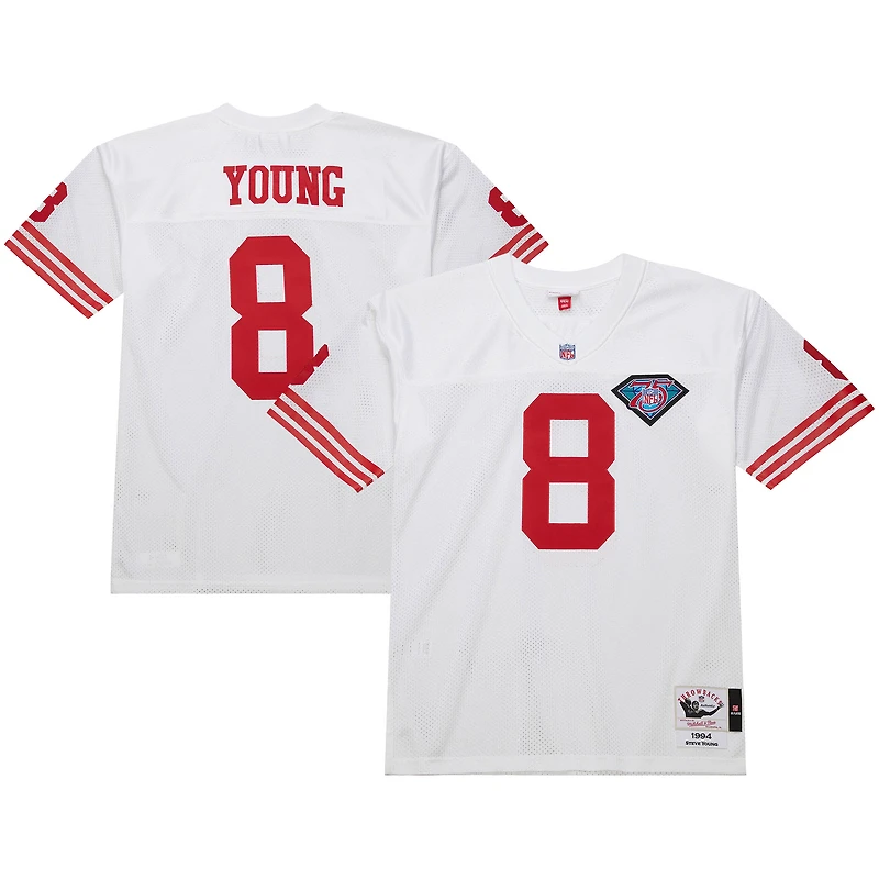 Maillot de joueur retraité authentique Mitchell & Ness Steve Young White San Francisco 49ers 1994 pour homme