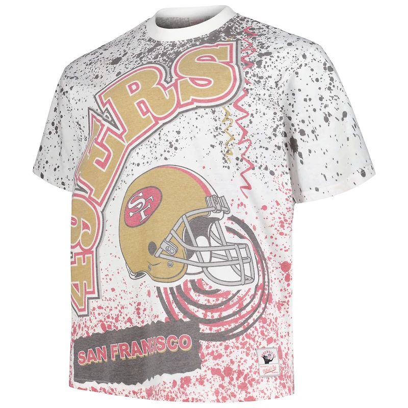 T-shirt blanc à imprimé intégral pour hommes Mitchell & Ness San Francisco 49ers Big Tall