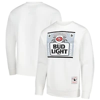 Men's Mitchell & Ness x Bud Light White San Francisco 49ers The Crest Pullover Sweatshirt