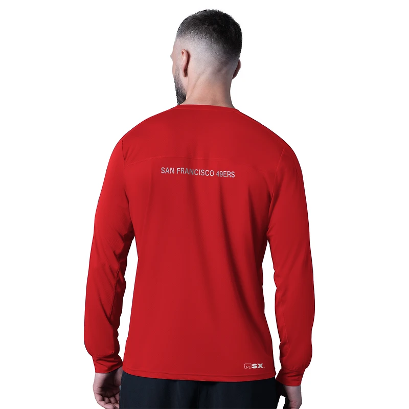 T-shirt à manches longues rouge MSX par Michael Strahan pour homme, attaquant des San Francisco 49ers