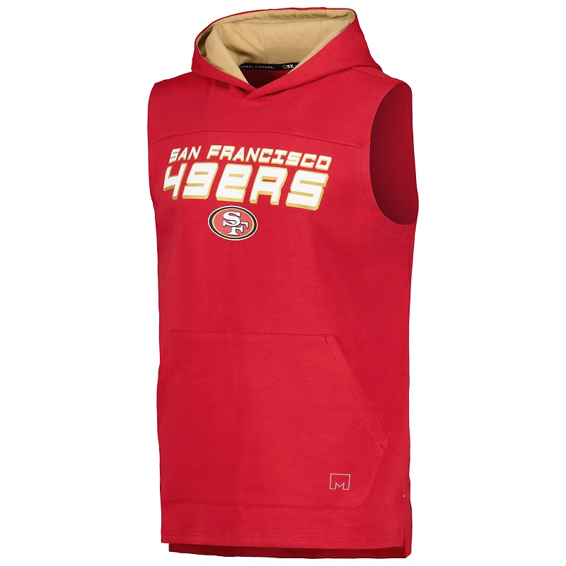 T-shirt à capuche sans manches pour hommes MSX par Michael Strahan Scarlet San Francisco 49ers Captain