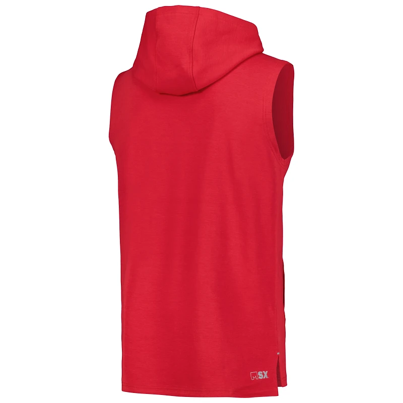T-shirt à capuche sans manches pour hommes MSX par Michael Strahan Scarlet San Francisco 49ers Captain