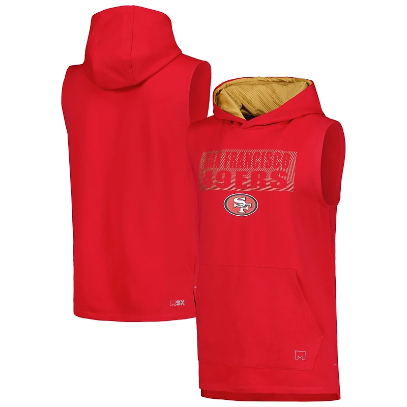 Sweat à capuche sans manches MSX by Michael Strahan Scarlet San Francisco 49ers Marathon pour hommes