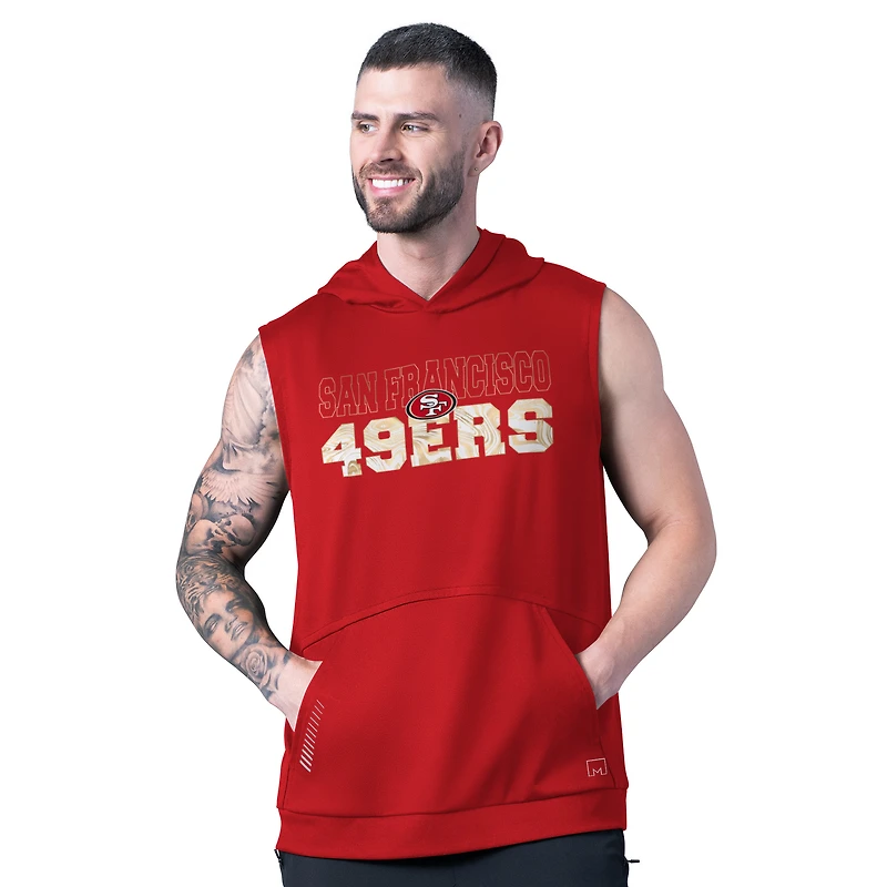 Men's MSX by Michael Strahan Scarlet San Francisco 49ers Tri-Blend Rebound Sleeveless Hoodie