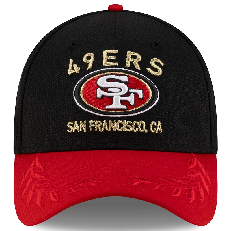 Casquette New Era 39THIRTY Flex noire/écarlate pour homme, San Francisco 49ers, draft NFL 2025