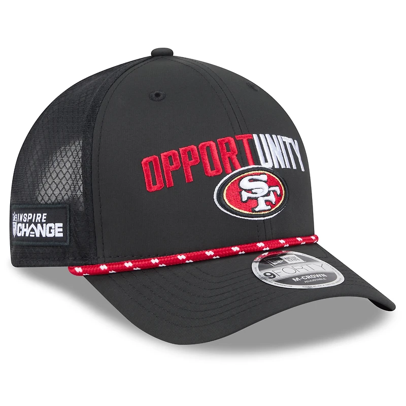 Casquette ajustable New Era noire pour homme, San Francisco 49ers 2025 Inspire Change 9FORTY M-Crown