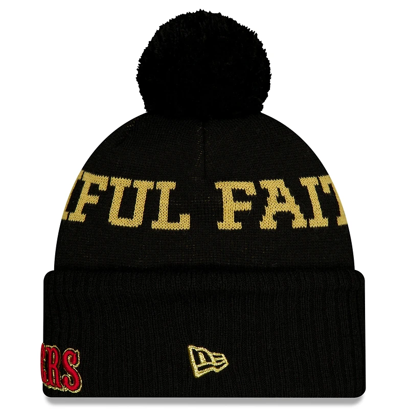Bonnet en tricot à revers et pompon noir New Era San Francisco 49ers 2025 Rivalries Collection pour homme