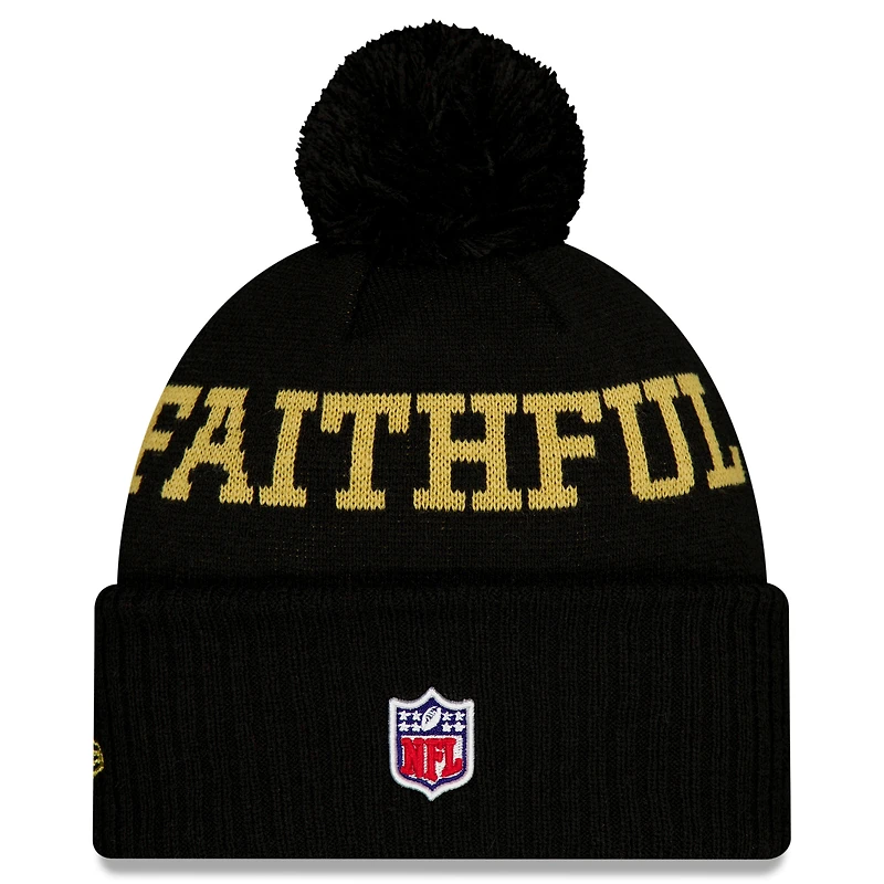 Bonnet en tricot à revers et pompon noir New Era San Francisco 49ers 2025 Rivalries Collection pour homme