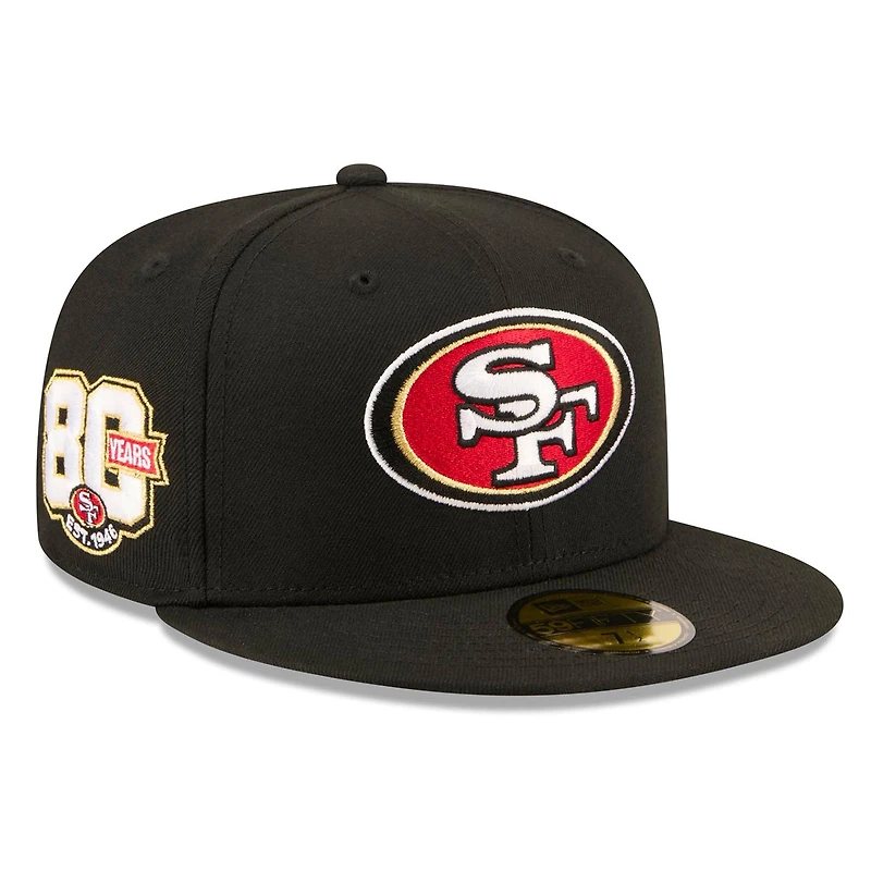 Men's New Era Black San Francisco 49ers 80th Anniversary 59FIFTY Fitted Hat