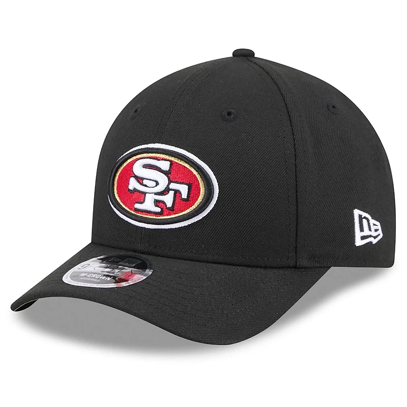 Casquette ajustable New Era noire pour homme, modèle 9FORTY M-Crown, commémorant le 80e anniversaire des 49ers de San Francisco. Patch latéral.