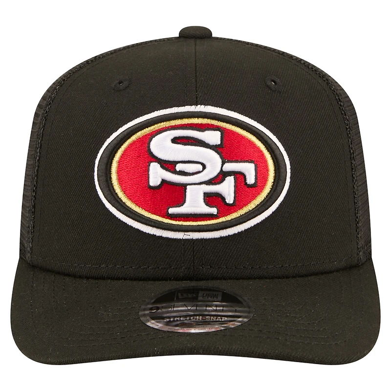 Casquette trucker New Era noire pour homme, modèle 9SEVENTY des 49ers de San Francisco.