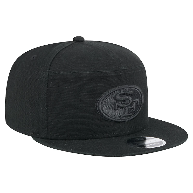 Men's New Era Black San Francisco 49ers Adventure Canvas Split Panel 9FIFTY Snapback Hat