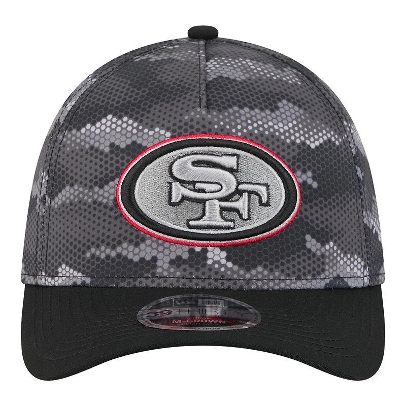 Casquette New Era Flex noire pour homme, motif camouflage San Francisco 49ers, modèle A-Frame 39THIRTY