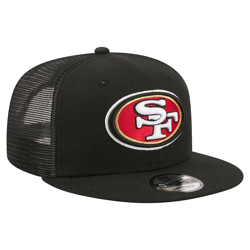 Men's New Era Black San Francisco 49ers Core Team 9FIFTY Trucker Snapback Hat