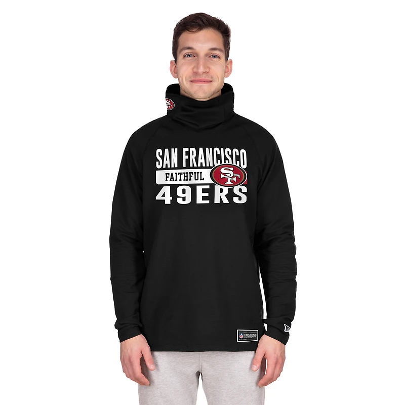 Sweat à capuche fonctionnel noir rayures pour homme New Era des San Francisco 49ers, cagoule Fandom, casque, mélange tricolore