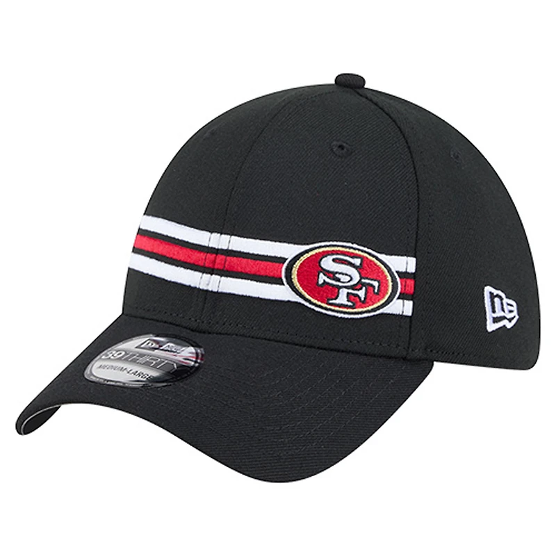 Casquette New Era noire à rayures San Francisco 49ers 39THIRTY Flex pour homme