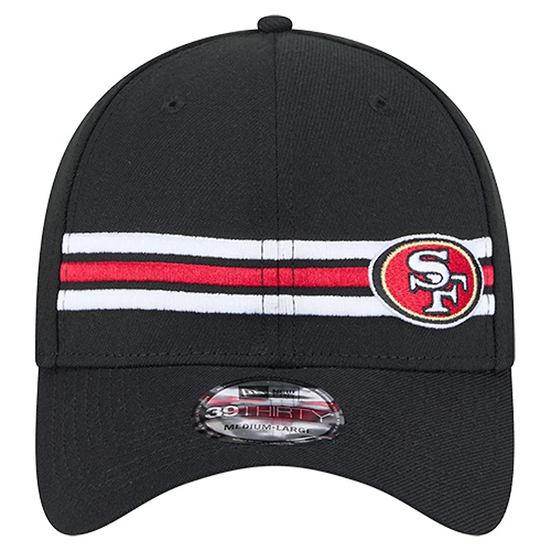 Casquette New Era noire à rayures San Francisco 49ers 39THIRTY Flex pour homme