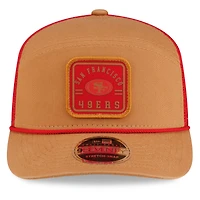 Men's New Era  Brown/Scarlet San Francisco 49ers Team Patch Split Panel 9SEVENTY Adjustable Trucker Hat
