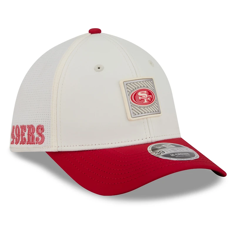 Men's New Era Cream/Scarlet San Francisco 49ers 2026 NFL Training Camp 39THIRTY M-Crown Flex Hat