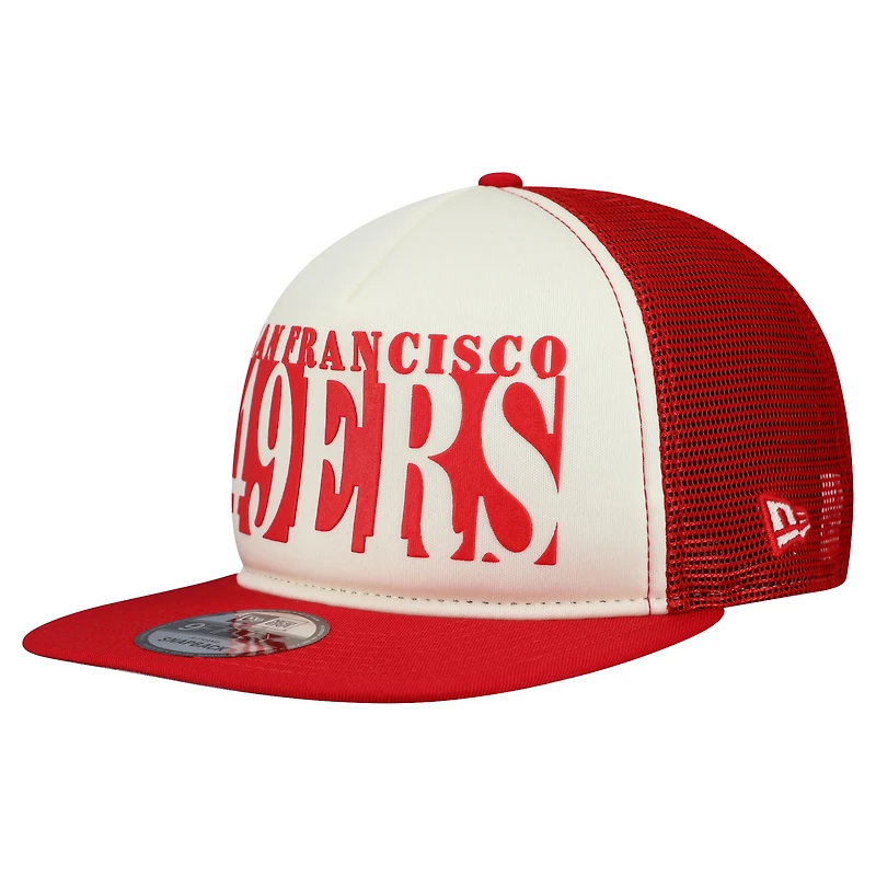 Men's New Era Cream/Scarlet San Francisco 49ers  Cutout A-Frame 9FIFTY Snapback Hat